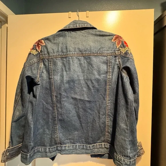 Floral Embroidered Blue Denim Jacket - Picture 3 of 3